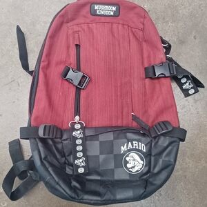 Nintendo Red and Black Mario Backpack with Checker Accent